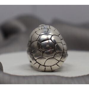 Kieselstein Large Barry Cord Sterling Silver Turtle Ring 22G/Sz 7
